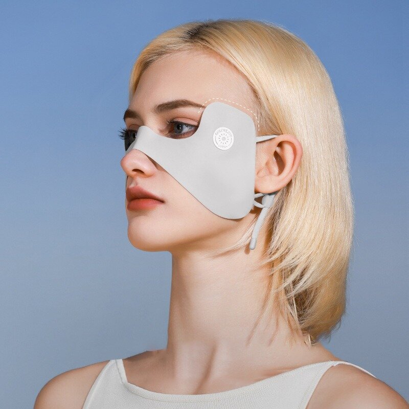 Summer Eye Protection Sunscreen Mask, Respirável, Ajustável, Seda Gelo, Máscara Borboleta, Anti-UV, Exterior, Golfe, Ciclismo