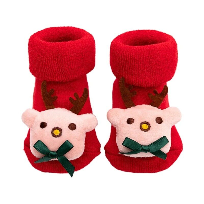 Chaussettes chaudes d'hiver mignonnes pour enfants, chaussettes de cheville en coton pour nouveau-né, vacances de noël