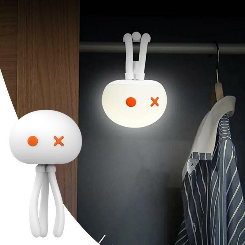 실리콘 LED 스마트 해파리 야간 조명 침실 침대 옆 변형 가능 램프, 터치 디밍 눈 보호 조명, USB 충전식