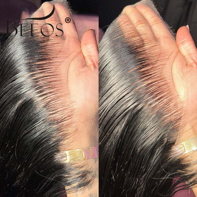 BEEOS-peluca frontal de encaje sin pegamento, cabello humano, listo para usar, 13x6, hd, 13x4