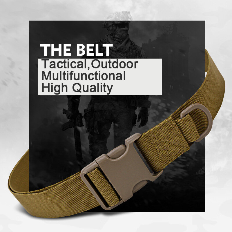 Cinturones de combate de estilo militar para hombre, cinturón táctico de liberación rápida, a la moda, de lona, color negro, para caza al aire libre y ciclismo, 125cm