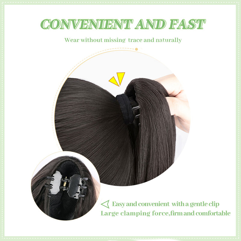 WEILAI-Extensões sintéticas do cabelo da trança do cavalo para mulheres, grampo da garra, cabelo longo, encaracolado, natural, cauda ponny