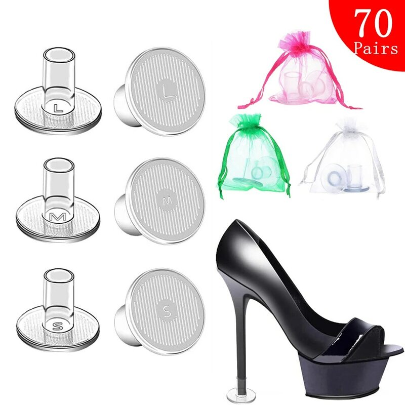 70 Pairs/Lot PVC Heel Caps Latin Dancing Stiletto Covers Heel Stoppers Antislip Silicone Heel Protectors for Grass Wedding Party