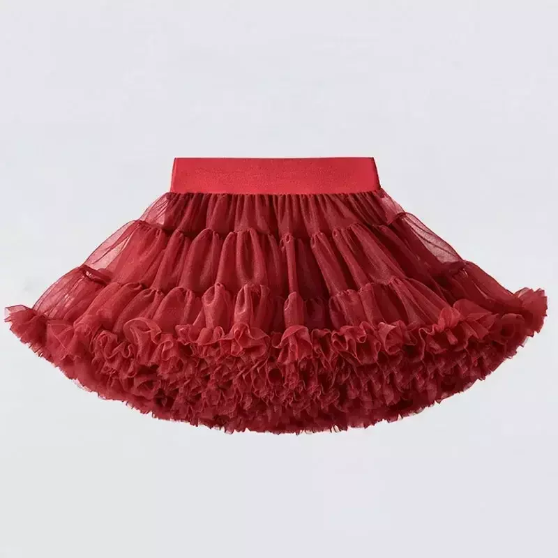 Женская кружевная юбка, пышная шифоновая юбка, Однотонная юбка-пачка для девушек, танцевальная юбка, Рождественская Тюлевая подъюбник, тюль B062