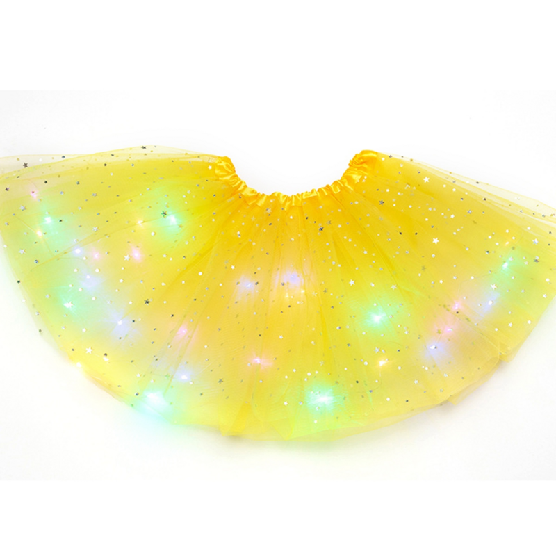 Donne stelle Tutu di paillettes LED Neons colorato Dance Party abito corto Tutu gonne, giallo