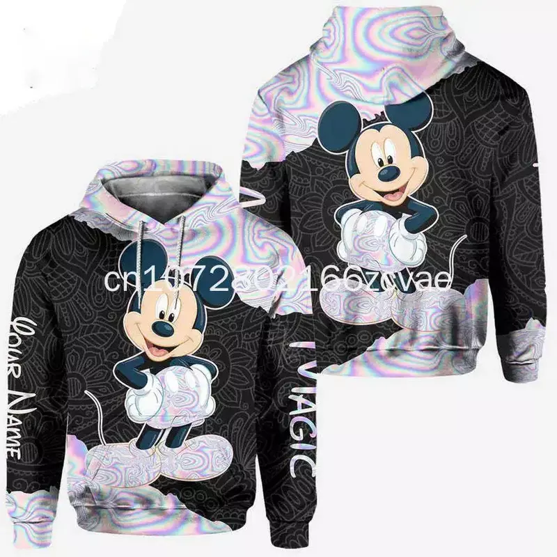 New Customized Disney Mickey Hoodie 3D Print Casual Fashion Street Sports Shirt Men's and Women's Children's Hoodie