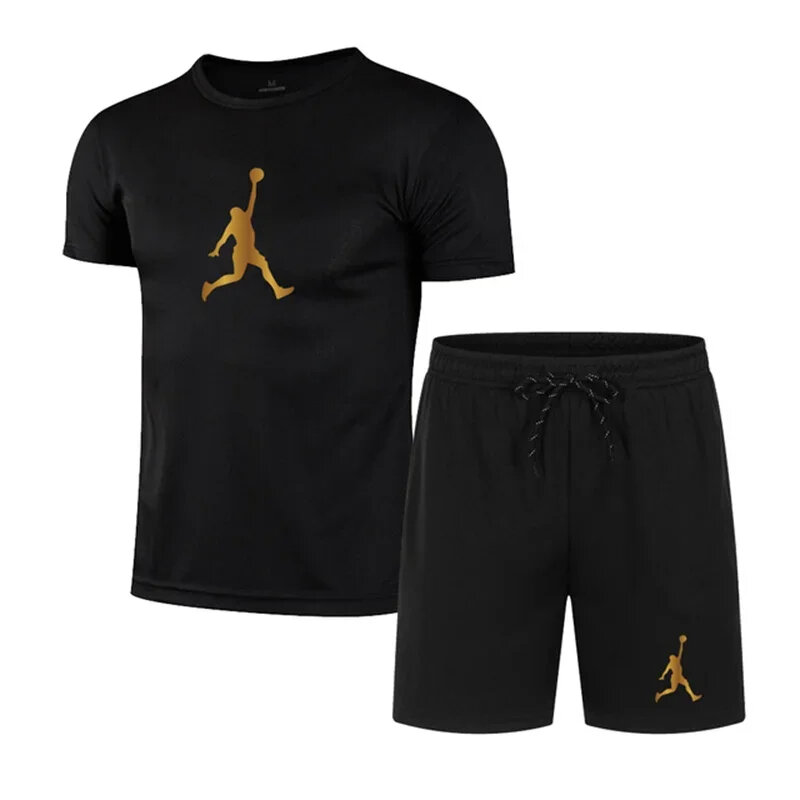 Conjunto de camiseta y pantalones cortos para hombre, traje deportivo con estampado, informell, a la moda, de manga corta, para v