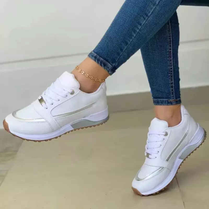 Scarpe da ginnastica causali da donna estate nuova moda scarpe sportive con lacci in rete traspirante per scarpe da donna con plateau da donna