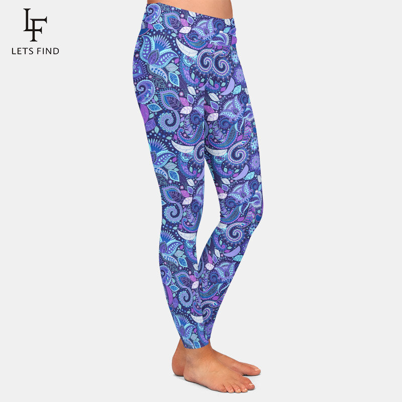 LETSFIND – legging de Fitness taille haute pour femmes, imprimé ethnique Floral 3D, Slim, doux, à la mode, nouvelle collection 2020