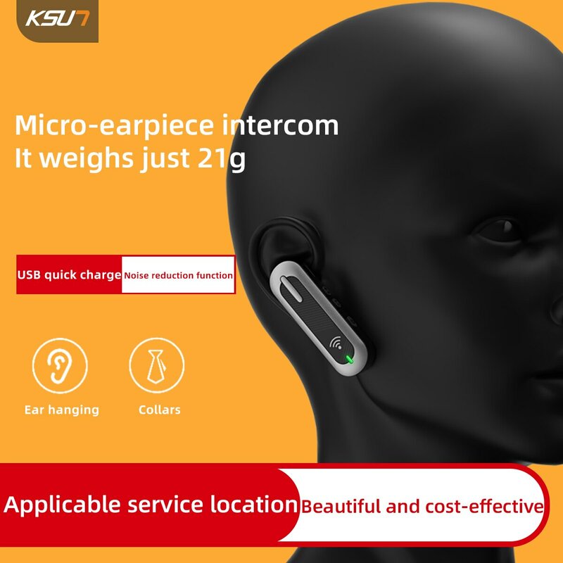 KSUT mini talkie-walkie radio crochet d'oreille V28 2pc, y compris le kit sans fil émetteur-récepteur ultra haute fréquence de charge rapide de type C, les hôtels à radio