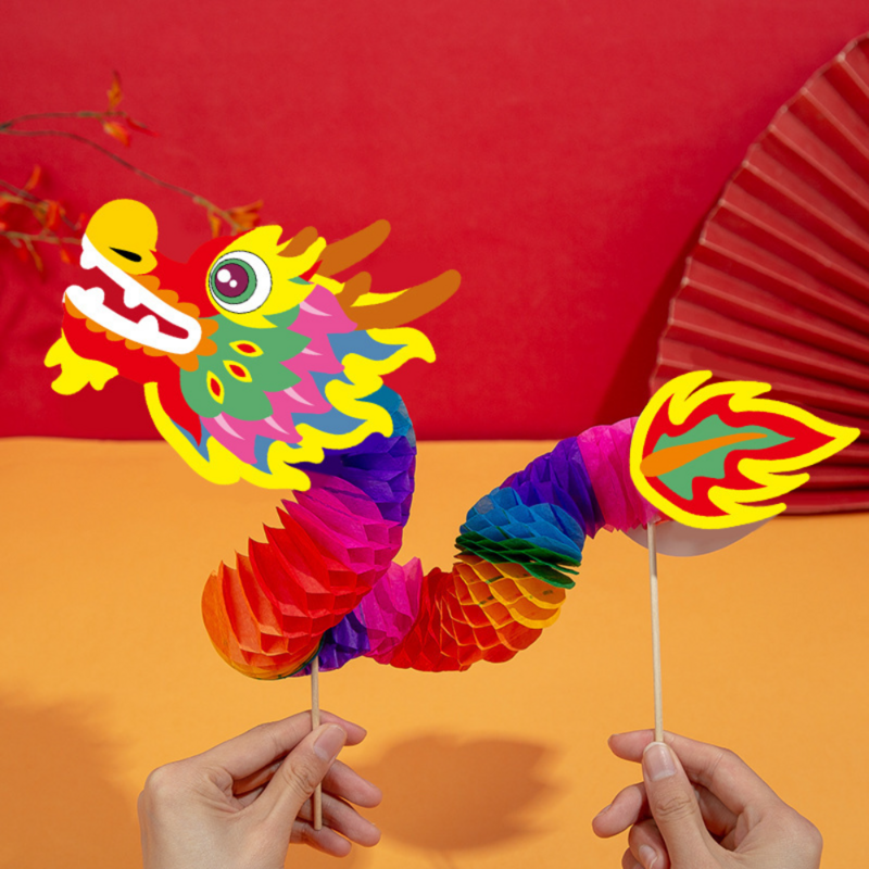 3D Paper Dragon Craft materiale drago cinese anno fai da te giocattolo fatto a mano decorazione di capodanno ornamenti appesi regalo per bambini giochi di famiglia
