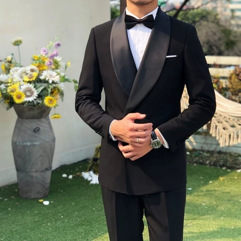 2023 Fashion Men's Suit 2 Pieces High Quality Black Business Casual Fit Suits Coat Party Prom Groom Wedding Tuxed (Blazer+Pants)