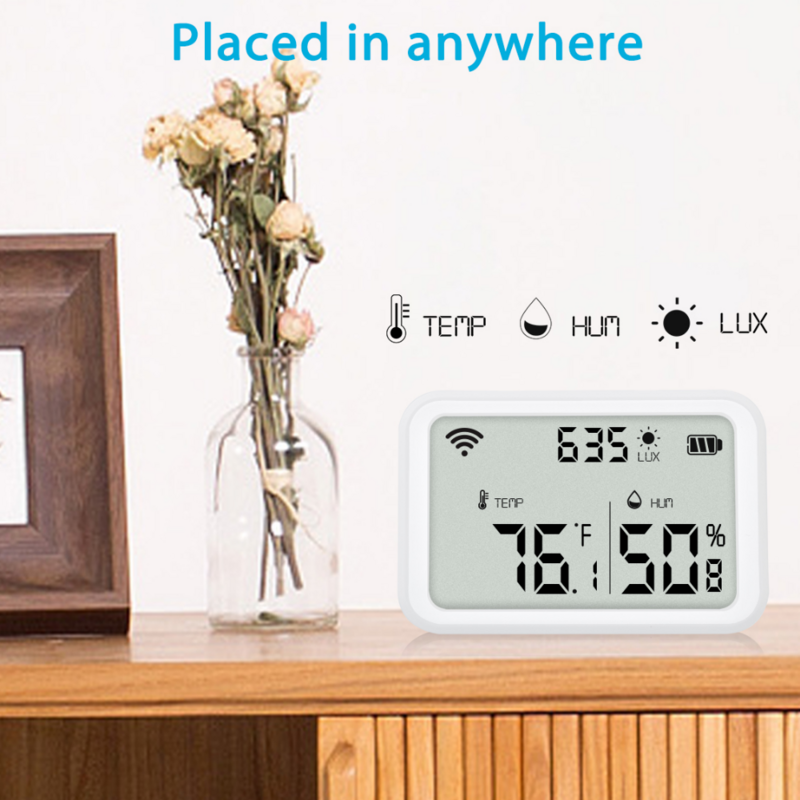 Sensor de humedad y temperatura inteligente Tuya Zigbee, higrómetro para interior, termómetro, luz Lux