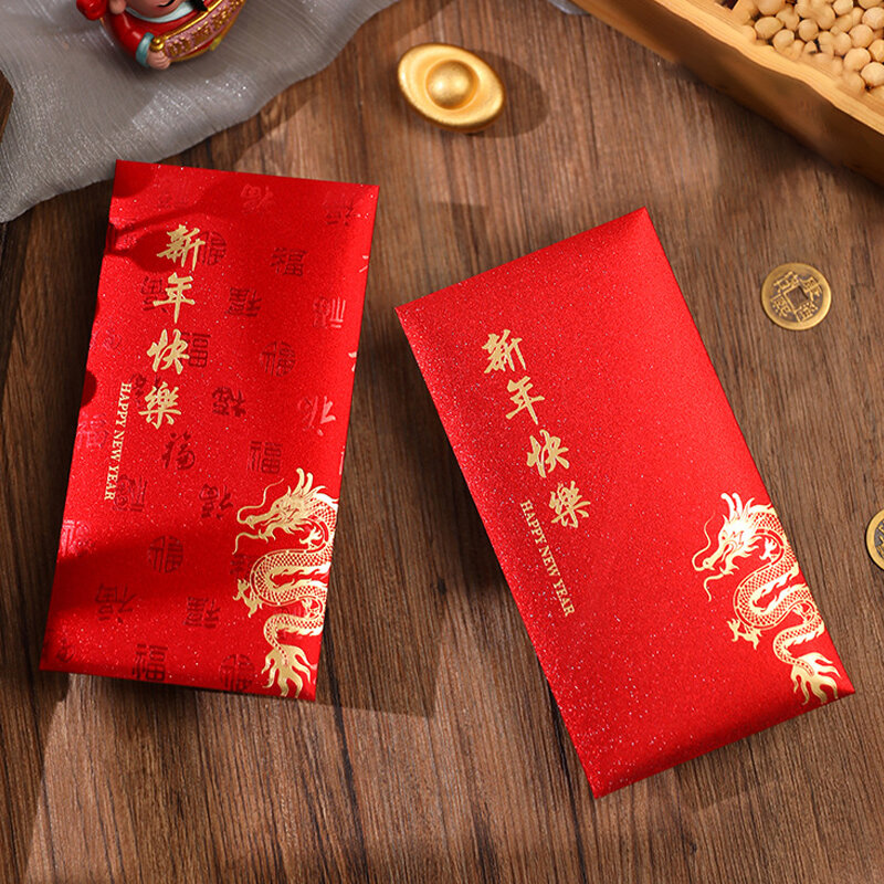6pcs roter Umschlag 2024 chinesischer Neujahrs drachen roter Umschlag viel Glück Geld Taschen umschlag Neujahrs bedarf