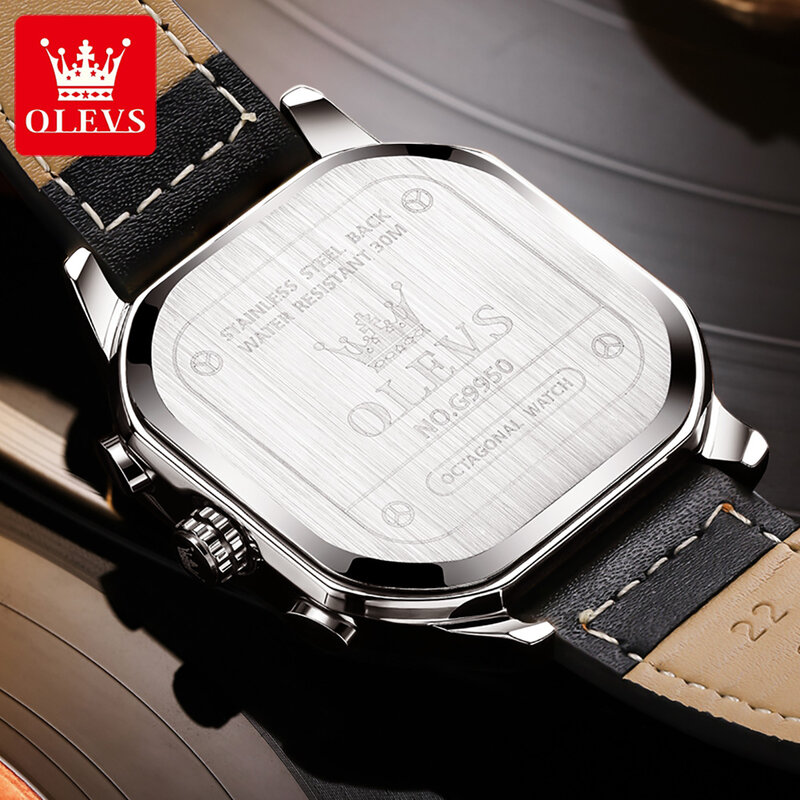 OLEVS Top Brand Luxury Mens Watches Square Sports Quartz Watch for Men Waterproof Chronograph Wristwatch Relogio Masculino