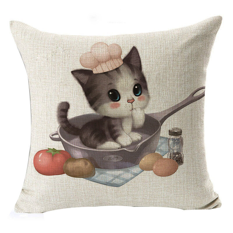 Cute Cartoon Animal Colorful Cushion Cover Decor Pet Cat Pillow Case for Sofa Car Home Printed Peach Skin Pillowcase