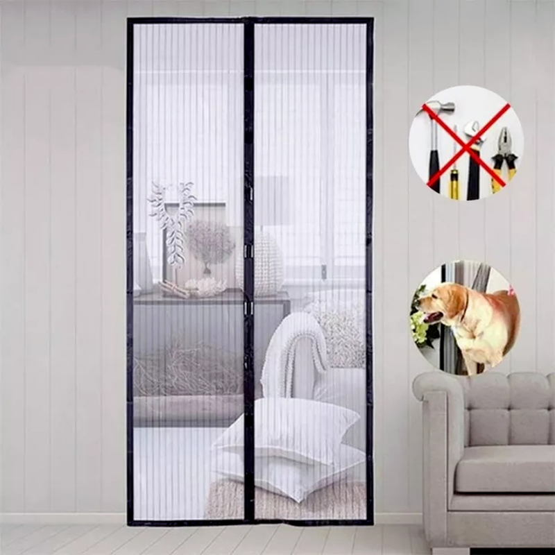 Tool-free Reinforced Magnetic Screen Door Curtain Mosquito Net Anti Bug Fly Partition Curtain Mesh Automatic Closing Door Screen