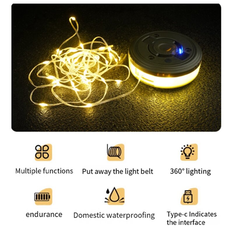 Camping Lights String LED Camping Light Outdoor Tent Colorful Ambiance String Light