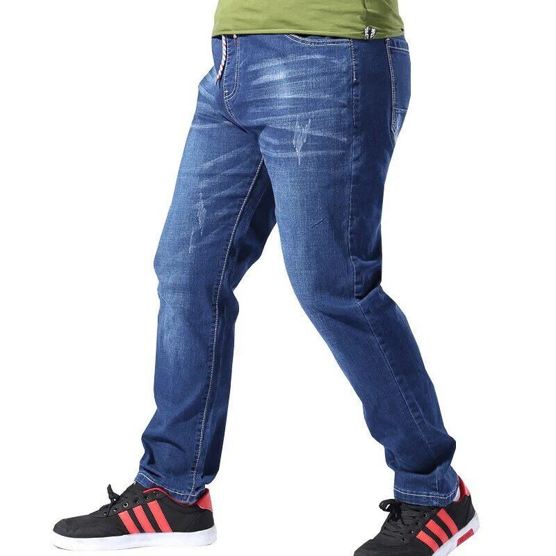 Plus Size Men Clothing 8XL Classic Jeans Elastic Waist Casual Stretch Straight Loose Baggy Male Denim Pant 7XL 5XL 6XL