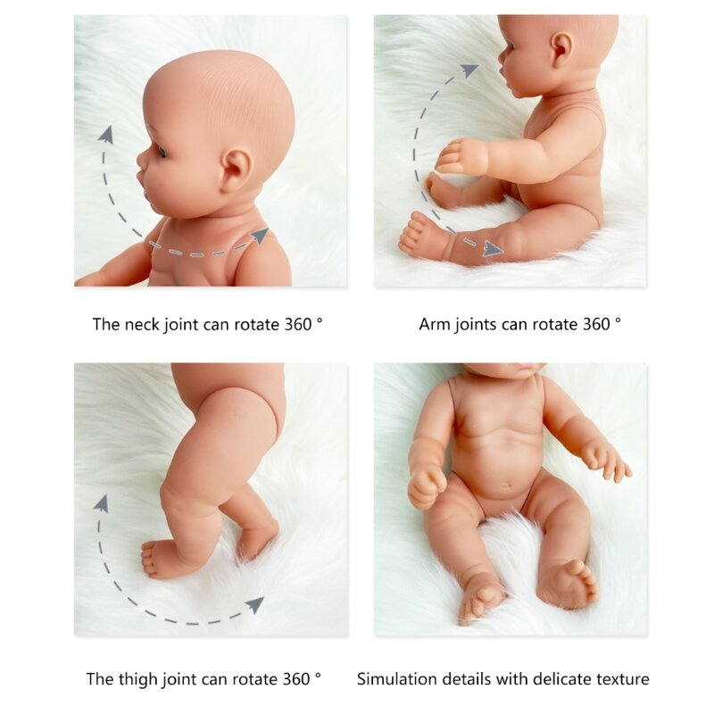 HUYU 30 ซม.Rebirth ตุ๊กตาเด็ก Intimate Companion ที่ถอดออกได้เครื่องแต่งกายสมจริงตุ๊กตาสาวเคลื่อนย้ายแขนและขาตุ๊กตาทำด้วยมือ