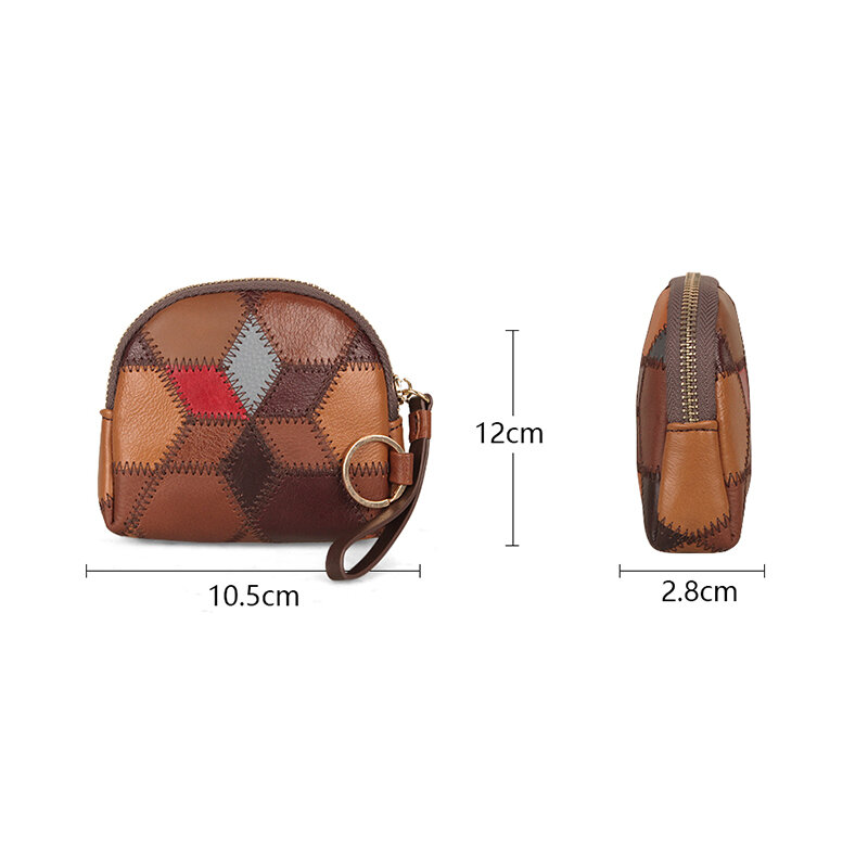 Women 100% Genuine Leather Wallets Small Coin Purse Mini Wallet With Zipper Keychain Clutch Pouch Bag Pouch Key Card Holder