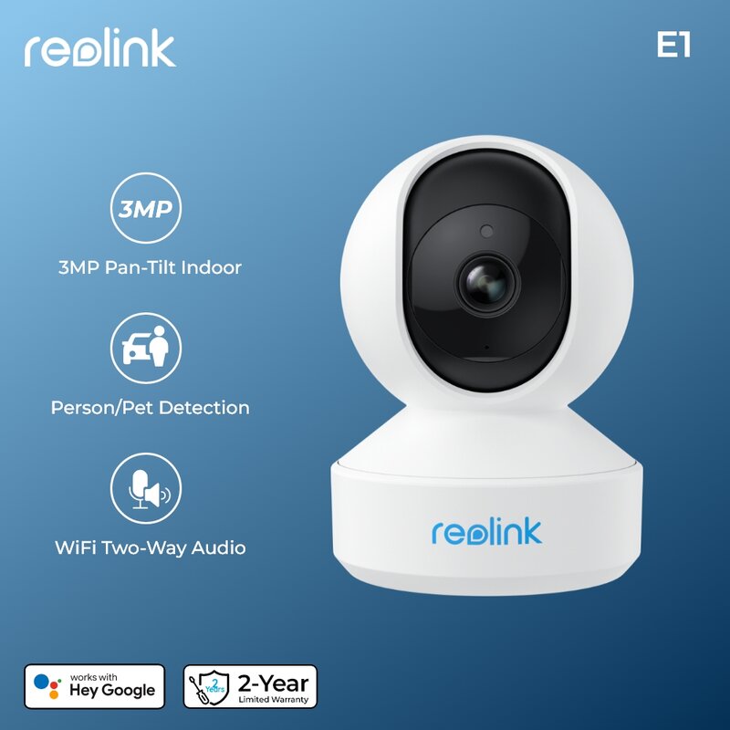 Reolink telecamera IP per interni wifi 3MP Super HD Pan & Tilt Audio a 2 vie 24/7 registrazione Motion Detection Smart Home Cam per Baby Nanny E1