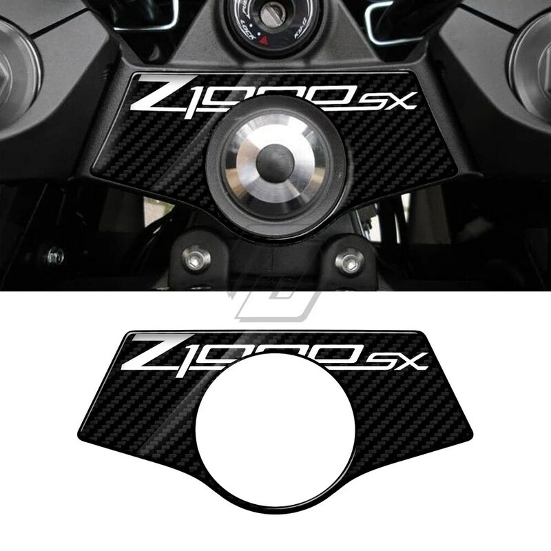 Bantalan Decal Tampilan Karbon Sepeda Motor Tiga Pohon Atas Penjepit Stiker Ujung Depan Atas untuk Kawasaki Z1000SX 2011-2017
