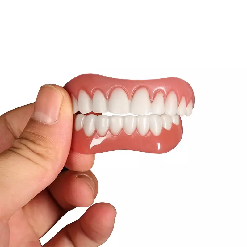 Sorriso denti bretelle finte denti finti inferiori e superiori impiallacciatura Gel di silice denti falsi protesi rimovibile cura orale impiallacciatura di odontoiatria