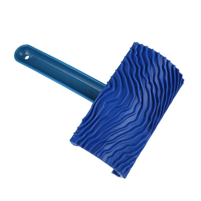 Резиновый синий деревянный ролик для рисования, кисть «сделай сам», инструмент для рисования на стене, с ручкой, инструмент для нанесения художественной текстуры на стену