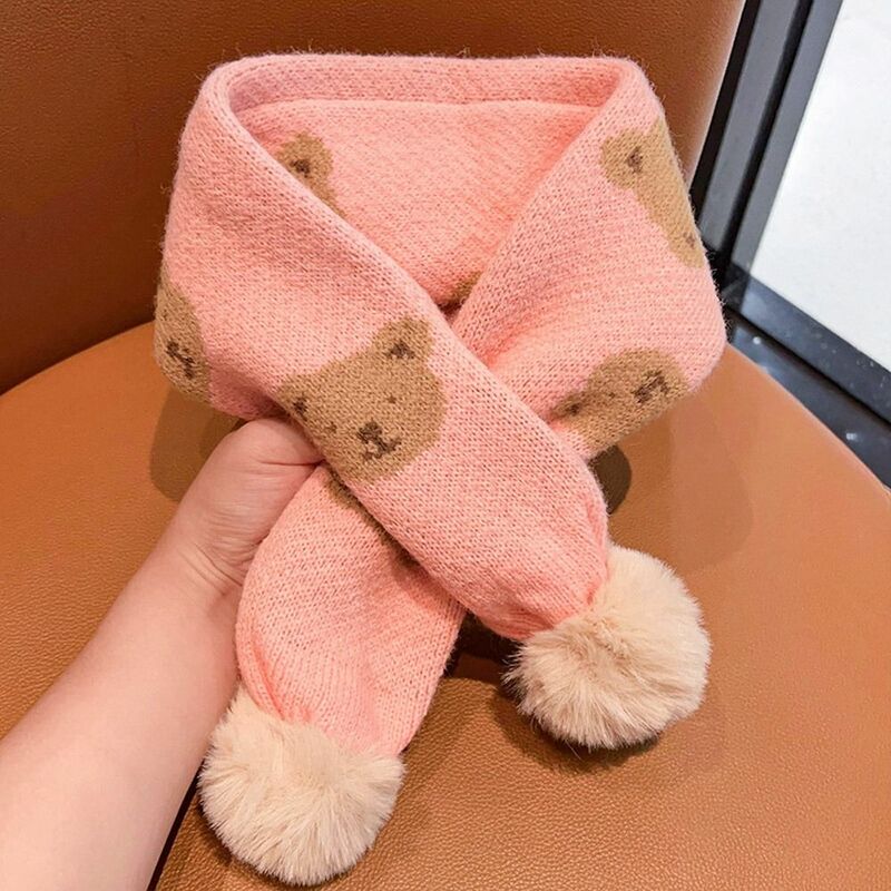 두꺼운 니트 스카프, 귀여운 곰, 따뜻한 목, 따뜻한 만화 아기 스카프, 겨울 패션