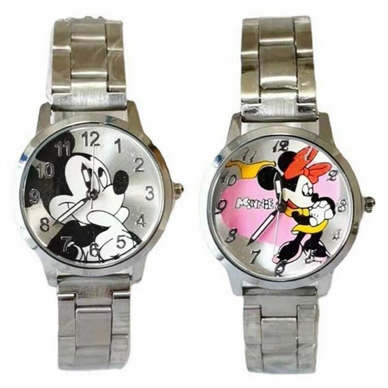 New Disney Mickey Mouse Minnie Gold Silver นาฬิกาเด็กเด็กหญิงเด็กชายนาฬิกานาฬิกาข้อมือนักเรียนควอตซ์นาฬิกาผู้ใหญ่วันเกิดของขวัญ
