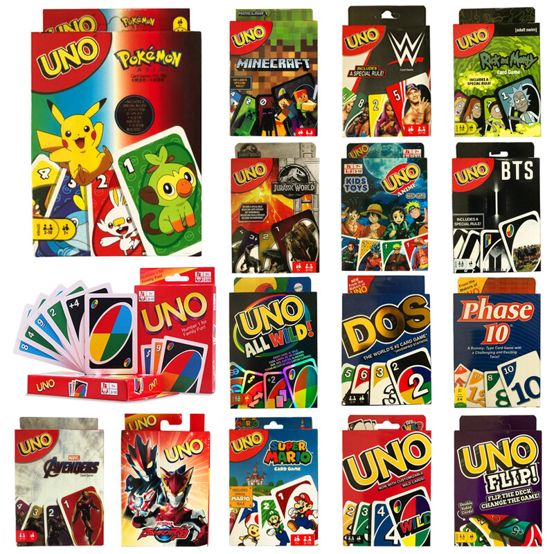 UNO FLIP! Pokemon Board Game Anime Cartoon Pikachu Playing Cards Christmas Card Table Game for Adults Kids Birthday Gift Toy