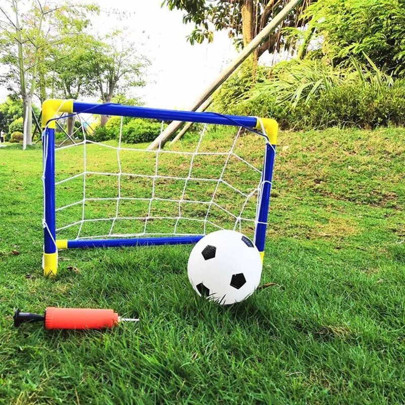 DIY lipat dengan pompa Set Net mainan sepak bola olahraga luar ruangan sepak bola sepak bola tujuan Post