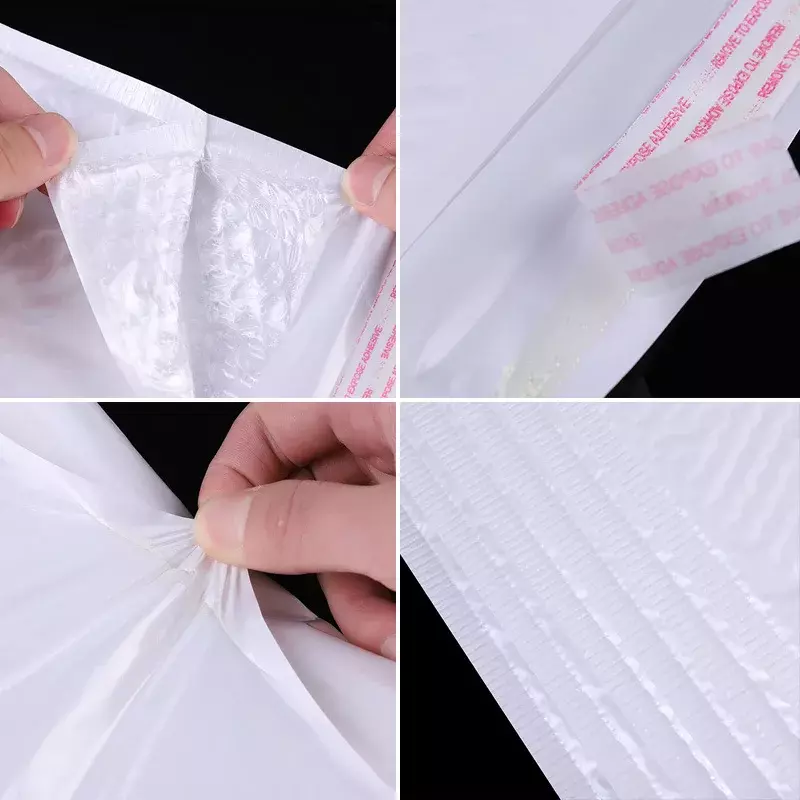 Enveloppe blanche rembourrée à bulles auto-scellante, emballage, cadeau d'expédition, vente en gros