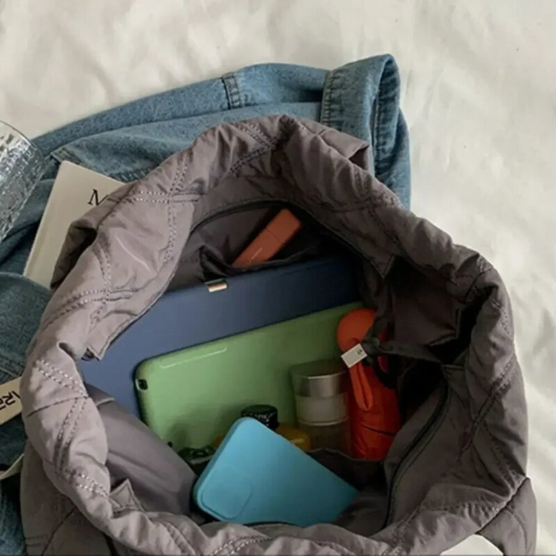 C03 bolso de mano de gran capacidad para mujer, bolsa acolchada de algodón, cálida, a cuadros, para hombro y axilas, para invierno