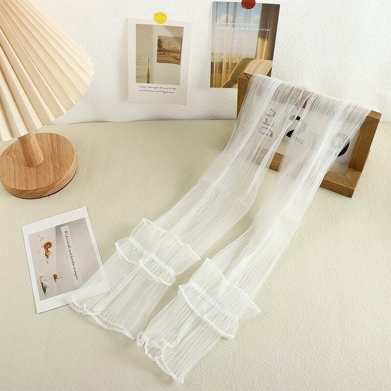 Elegante protezione solare filato netto protezione UV foglia di loto maglia pizzo maniche lunghe guanti in pizzo stile coreano maniche da donna