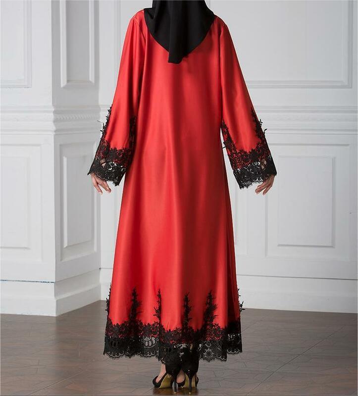 Wepbel-cárdigan islámico de encaje para mujer, ropa de caftán suelta con costuras, Abaya abierta musulmana, Hijab de manga larga