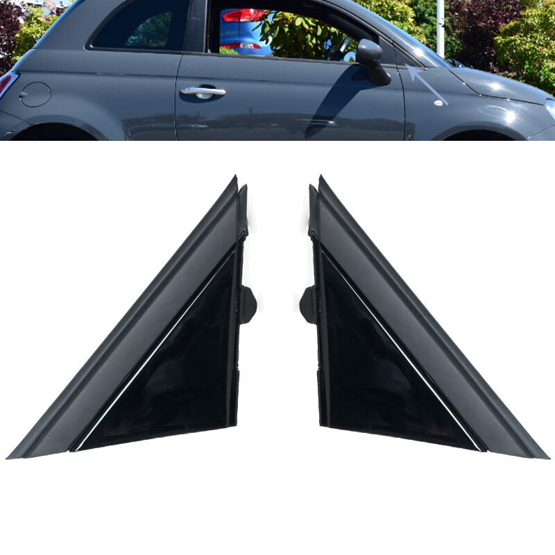 Cubierta de placa triangular para espejo de puerta, moldura para FIAT 500, 2012-2019, cubierta de bandera, ventana delantera, Pilar triangular, 1SH17KX7AA, 1SH16KX7AA