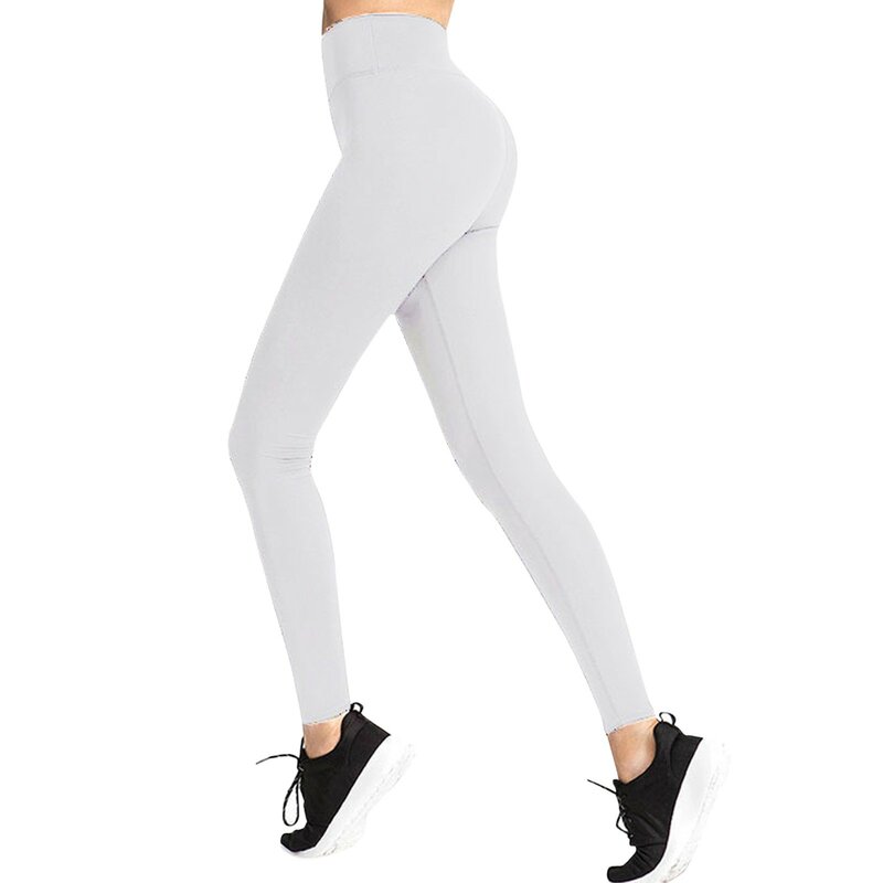 Celana Yoga wanita, Legging sublimasi olahraga warna Solid, celana ketat modis pinggang tinggi elastis
