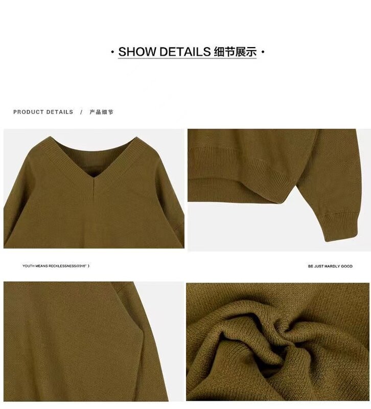 Maglione lavorato a maglia con scollo a v da uomo coreano manica lunga allentato Pullover caldo da uomo semplice solido sottile maglione ragazzo 2023