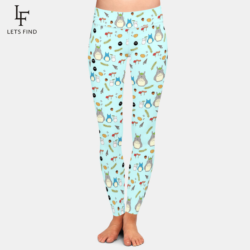 LETSFIND-Pantalon taille haute en polyester pour femme, leggings de fitness minces et doux, imprimé de chats amusants, dessin animé 3D, mode