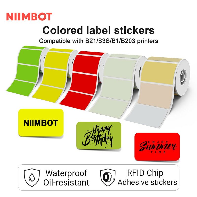 NIIMBOT-máquina de etiquetas B21/B203/B3S, papel de impresión, etiqueta autoadhesiva, impermeable, resistente al aceite, resistente al desgarro