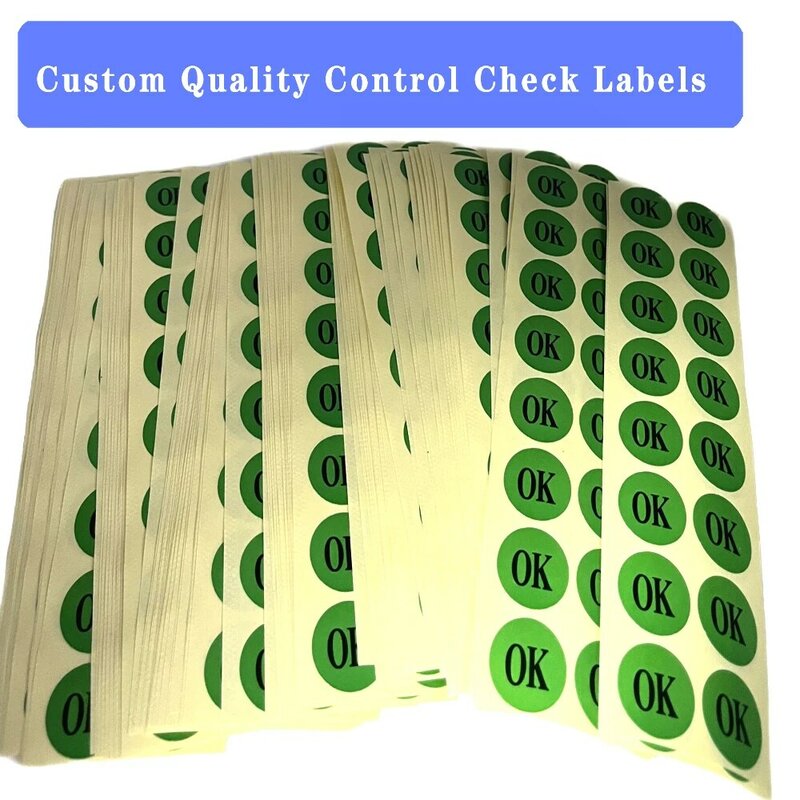 Etiqueta personalizada OK, Green Round Quality Control Check Labels, Adesivo forte, Chunhui Brand Label Stickers, Aprovação de passagem, 500pcs