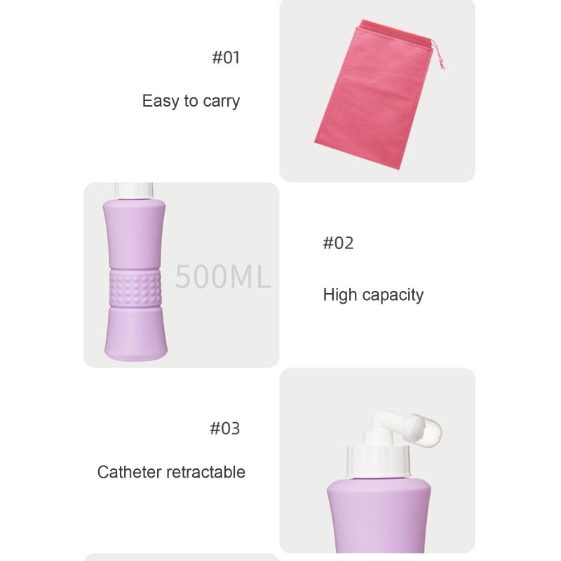 500ml Portable Travel Hand Held Bidet Sprayer Personal Cleaner Hygiene Bottle Spray Washing Bidets Peri Bottle for Postpartum Ca
