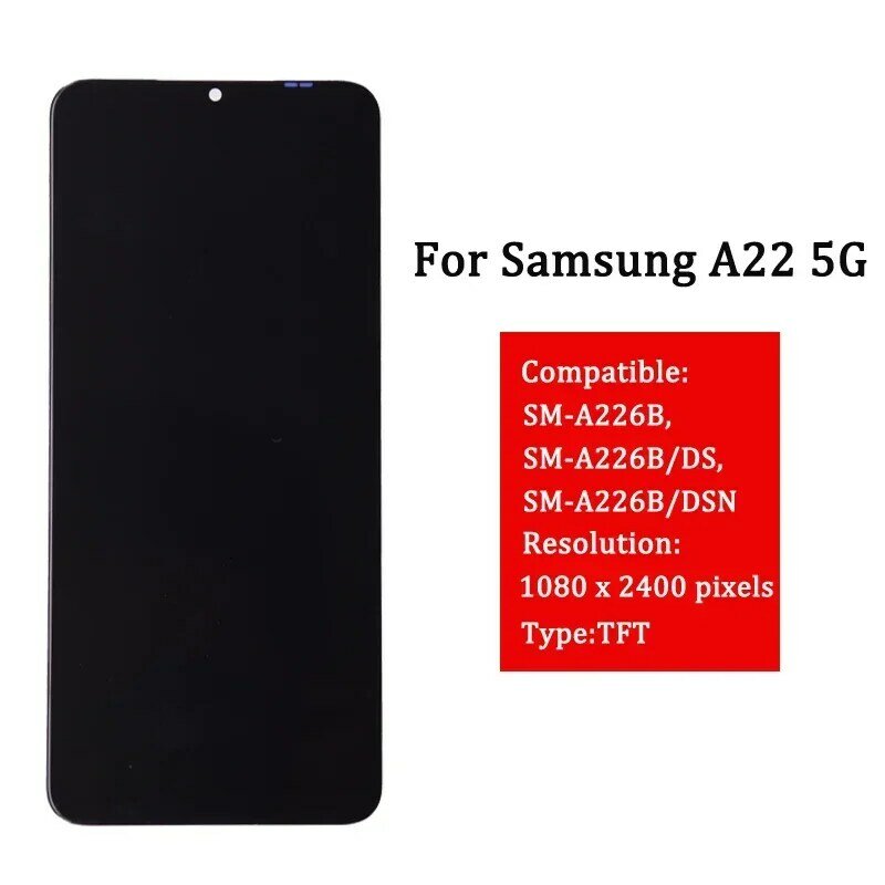 Для Samsung A22 5G ЖК-дисплей сенсорный экран дигитайзер в сборе Замена для A226 A226B SM-A226B/DSN дисплей
