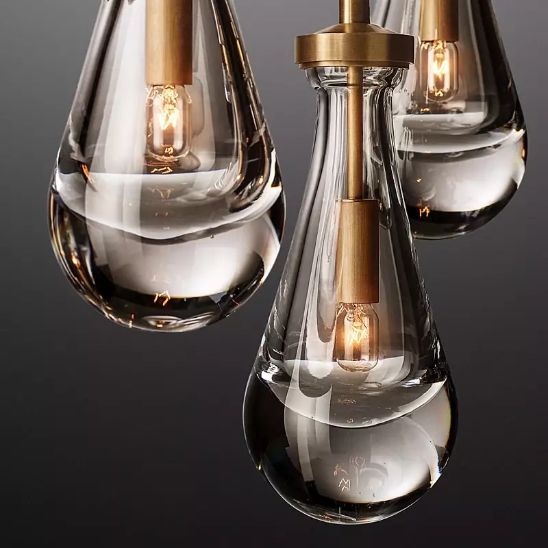 Chuva Linear Chandelier LED Glass Island Pingente, Pendurado Luz para Cozinha, Modern Waterdrop, Lâmpada do teto para sala de jantar