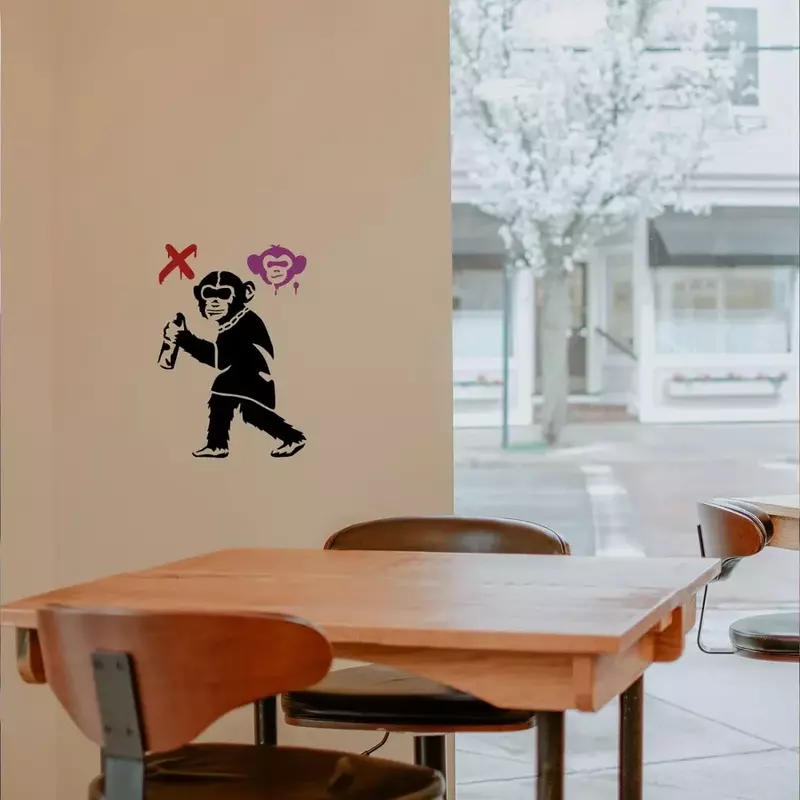 Banksy Graffiti Monkey Stencil, reutilizável estêncil Decoração para Pintura, DIY Craft, 11,7x8,3"