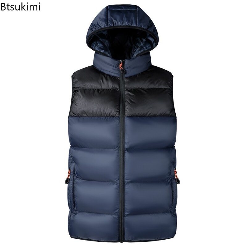 남성용 후드 재킷, 민소매 조끼, 캐주얼 방풍 따뜻한 조끼, 남성 용수철 가을 조끼 재킷, 2023 겨울