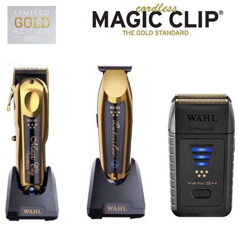Professional 5-Star Series Cordless Hair Clipper, Magic Clip, Gold Hair Trimmer, Shaver para barbeiros e estilistas, 8148