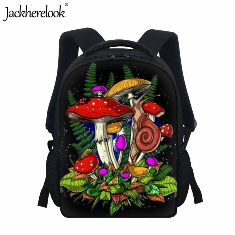 Jackherelook-mochila escolar con estampado de seta psicodélica para niños, mochila práctica para guardería